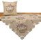 Quinnyshop Romantic Lila Lavendel Gänseblümchen Blumen Stickerei Tischläufer ca. 35 x 70 cm Oval Polyester, Beige