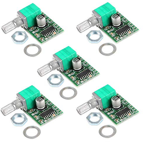 Hailege 5pcs PAM8403 Stereo Amplifiers 3W+3W DC 5V Mini Audio Amplifier Handy Digital Power Amp Module Board Dual-Channel with Potentiometer for DIY Portable