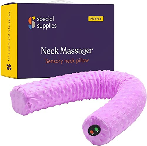 Special Supplies Sensory Vibrating Neck Pillow for Kids and Adults Plush Velvet Soft Cover with Textured Therapy Stimulation, Mind and Body Calming Relaxation-Pink