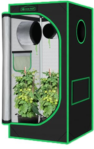 Green Hut Grow Tent 24x24x48 600D Mylar Hydroponic Indoor Grow Tents with Observation Window, Removable Floor Tray and Tool Bag for Indoor Plant Growing 2x2