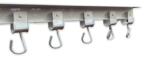 Teletoldo Kit Riel de Aluminio para Cortina Exterior (2,00 m) + 9 Poleas | Montaje a Techo | Blanco Lacado | Ideal para Toldos, Porches y Pérgolas