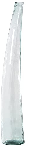 DRW Jarrón de Suelo Curvado de Cristal Transparente 20x20x120cm