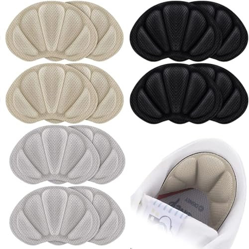 Tsathoggua Lot de 6 Paires Coussinets, Protection Chaussure Homme et Femme, Inserts de Talons, épais, Autocollants, pour l'arrière du Talon, Trop Grande, Cuir, Noir, Gris, Beige