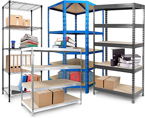 KARAT Étagère d'Angle de Rangement pour Charges Lourdes - Étagère Industrielle à 4 Étagères de 300 kg - Blanc - 220 x 90 x 45 cm