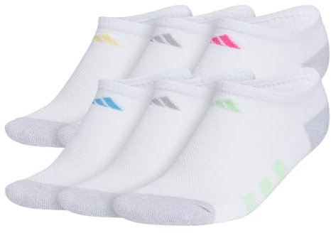 adidas Calzini sportivi imbottiti per ragazzi (6 paia) per bambini, ragazzi e ragazze, resistenti, traspiranti, vestibilità a basso profilo, Bianco/Bianco-trasparente Onix Grey/Pulse Magenta Rosa, M