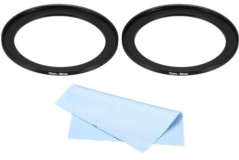 PATIKIL Anillo de conversión metálico de 72mm-86mm con paño de Limpieza, 2 uds adaptadores de Filtro de Anillo de Aluminio para Lentes de cámara, Negro