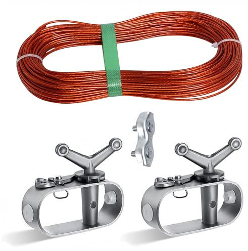 Wisebom Cable Tensor de Alambre, Juego de Tensores de Cable con Alambre Tensor Juego de Tensores de Cable para Cubierta de Piscina (Diámetro 2 Mm, Longitud 30 M)