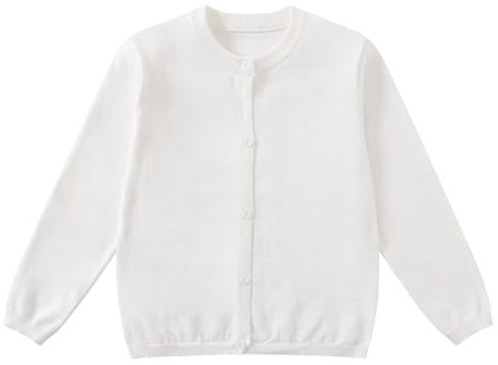 Yunguui Gilet Fille Enfants Cardigan Pull Uniforme Scolaire Léger Coton Col Rond