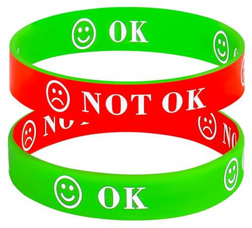 Silicone Wristbands Set of 2, Rubber Bands Perimeter 18 cm, Emotions Resources for Children, Anger Management Toys Favours School Supplies, Mental Health Bracelet, Rubber Bands for Kids Boys Girls ect