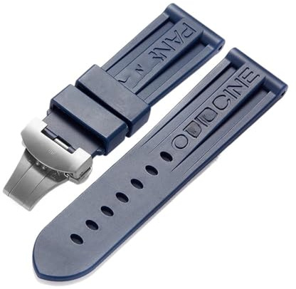 24mm Rubber Watch Band fit for Panerai PAM Strap Black Silicone Belt Butterfly Clasp Folding Buckle Withlogo Men Watch Accessories