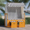 Willood Strandkorb mit Dach Poly Rattan & Massivholz Weiß & Blau
