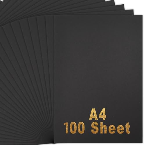 Coriver A4 svar kort, 100 ark svart pappersfotokartong, förpackning 230 g/m², hantverk, konst, kontor och brevpapper – 21 x 29,7 cm