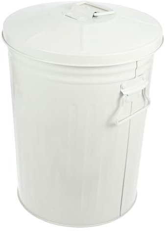 BUGUUYO Cubo De Basura Redondo 8l Beige Metal Con Tapa Para Oficina y Exterior Contenedor Duradero Para Dormitorio y Cocina