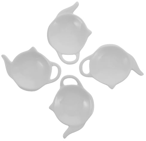 NOLITOY 4pièces Set De Assiettes Céramique Forme De Théière Porte-sachets De Thé Blanc Organisateur Pratique pour Cuisine Et Salon De Thé
