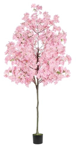 LIANTRAL Árbol de cerezo artificial, realista árbol de flores rosas falsas con maceta para vivero, planta decorativa en maceta para jardín, oficina, casa, boda, hotel, 180 cm