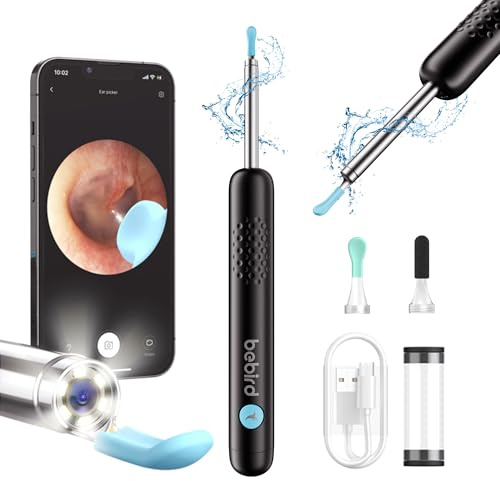 BebirdPro Rimuovi Cerume Otoscopio R1, Pulitore per Orecchie con Fotocamera 1080P HD, Otoscopio con Luce, Otoscopio Grandangolare IP67 Impermeabile per Adulti, Bambini, iOS, Android