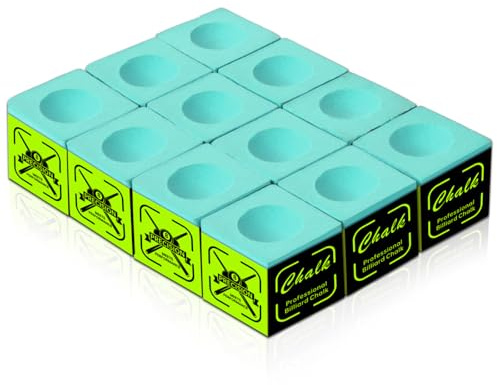 SYNCSHOT 10A Nano Pool Cue Chalk: Professional Billiard Cue Chalk with Low Dust, Reduces Miscues Billiard Pool Table Accessories for Tournament & Home Use (12/36 Cubes, Blue/Teal/Red) (36, Teal)