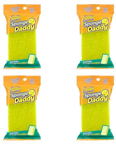 Scrub Daddy Sponge Daddy Essentials, Éponges Vaisselle Double Face pour Le Lavage, Tampons Non Rayants, Outil de Récurage pour Salle de Bain, Lot Assorti d’Éponges de Cuisine