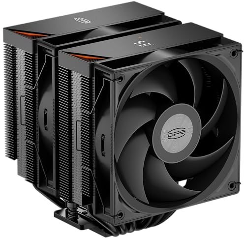 PCCOOLER CPS RT620Pro Digital BK Refroidisseur de processeur avec affichage numérique, 6 caloducs en cuivre, deux ventilateurs FDB de 120 mm, pour AMD AM4/AM5, Intel LGA 115X/1200/1700/1851