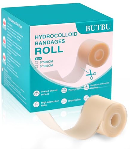 BUTBU Cerotti Riduzione delle Cicatrici, 5 * 500cm Medicazioni idrocolloidali, Cicatrici Trasparenti e Discreti, per Acne, Vesciche, Tagli, Graffi, Ferite, Dimensioni e Forma Fai Da Te