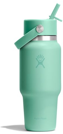 Hydro Flask – Wide Flex Straw Travel Bottle 710 ml (24 oz) – Leakproof, Insulated, Cupholder Compatible – Keeps Drinks Cold 24 Hrs – Flex Straw Cap – Mermaid Green