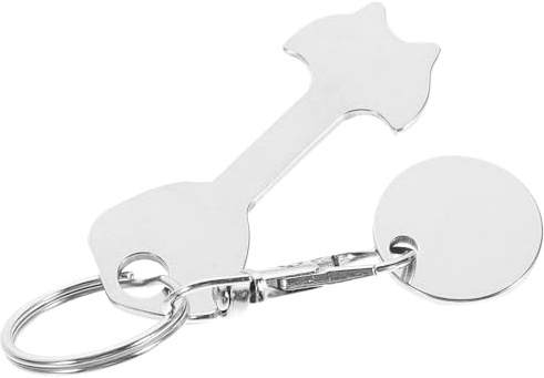 KALLORY Shopping Trolley Token Key Ring Keychain Portable Metal Shopping Cart Coin Pendant for Grocery and Supermarket Use