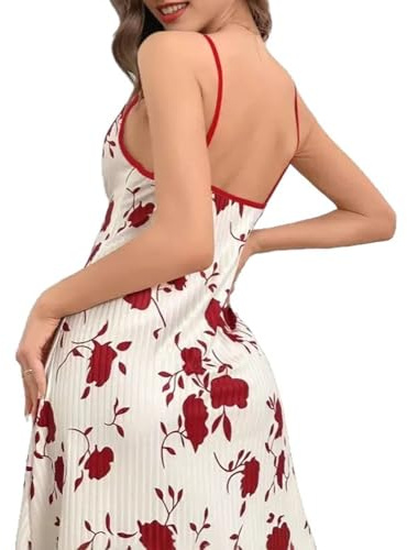 Alexis Leroy Vestido Floral De Mujer con Espalda Descubierta, Cómodo Y Ceñido; Ropa De Estar por Casa para Mujer; Pijama