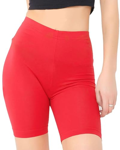 M&A PEAKS Women's Cotton Cycling Shorts - Ladies Casual 1/2 Length Cycling Sports Stretchy Over-Knee Shorts Legging for Gym - Yoga - Running - Workout - Dance - Loungewear UK Plus Size 6-30
