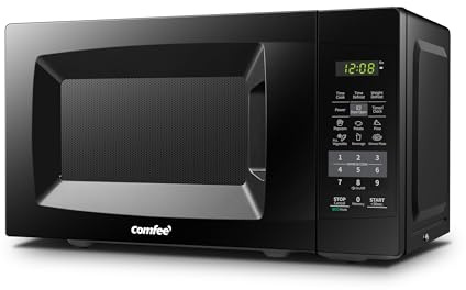 COMFEE' EM720CPL-PMB Countertop Microwave Oven with Sound On/Off, ECO Mode and Easy One-Touch Buttons, 0.7cu.ft, 700W, Black