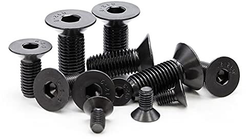 ANSIEDIO Tornillos Avellanadoes de Hexágono Interior - Tornillos Allen de Cabeza Plana - Tornillos Hexagonales de Acero de Aleación Negro - M6×25mm,20 pcs