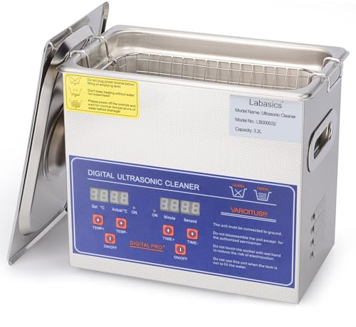 Labasics Ultrasonic Cleaner, Professional All-purpose Stainless Steel Ultrasonic Cleaner with Digital Display Timer and Heat Control for Laboratory 220V, 3.2L