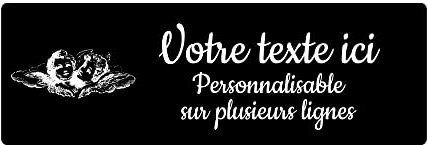 Mygoodprice Placa de tumba con dos cabezas de ángel (30 x 10 cm, 1 a 3 líneas), color negro