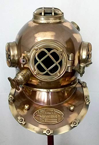 NAUTICAL WAREHOUSE Vintage Taucherhelm US Navy Mark V Ship Copper Antik Tauchhelm