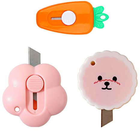 Tragbarer Einziehmesser 3-teilig Mini für Schreibwaren Einziehmesser für Umschläge Taschenschneider Papierschneider