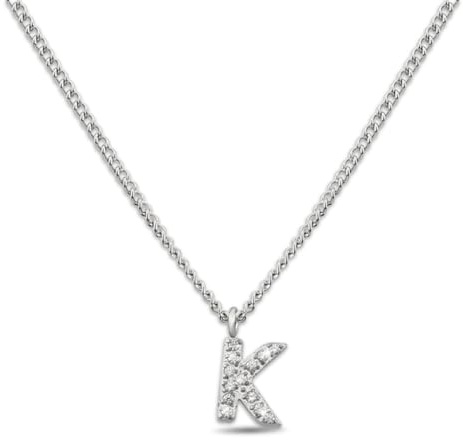 GD GOOD.designs EST. 2015 Chaîne avec lettres argent pour femmes I Collier à pendentifs initiaux doux pour la peau I Chaîne avec lettres en acier inoxydable argenté (K)