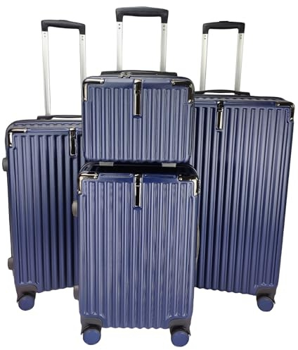 GOODS EMPORIUM Suitcase Set - Cabin Suitcase - Large Medium Small Size Lightweight Suitcases 4 Wheel & Hard Shell - Hand Luggage Bag Flight Carry-ons Travel Cabin Bags (Navy Blue, Set of 4)
