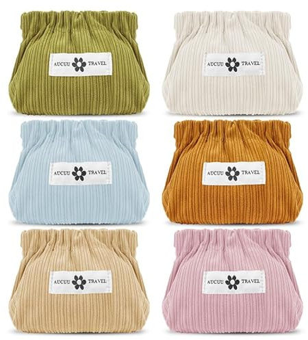 Aucuu 6PCS Bolsa de Almacenamiento de Pana, Mini Bolsa de Maquillaje, Organizador de Pana Elástica Portátil de Viaje, Organizador de Corbatas Elásticas de Pana