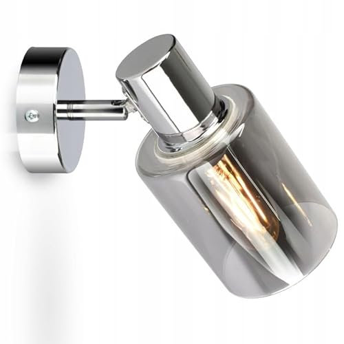 Wandlampe Wandleuchte| Chrome | 1-flammig | Lampe 1x E27 | 230V | Modern Design | 535 verchromt Glas Wohnzimmerlampe