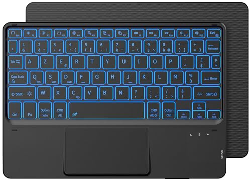 CACOE Clavier avec Pavé Tactile, Clavier sans Fil Bluetooth 10 Pouces avec Rétroéclairage, [AZERTY] Clavier Léger Fin pour iPad, iPad Pro/Air, Android Samsung, Xiaomi, Huawei, Lenovo Tablette,Noir