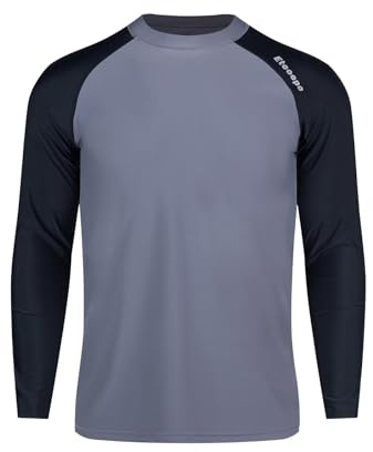 SURFEASY Men's Long Sleeve Rash Vest Swim Shirt, UPF 50+ Sun Protection Quick Dry Surf Swimming Fishing Hiking Shirts T-Shirt(Grey/Black,M)