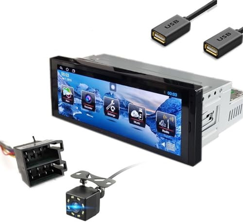 Jodriva Universal 1din Auto Radio Reproductor Multimedia Android Pantalla táctil de 6,9 ​​Pulgadas 1 DIN Coche vídeo estéreo navegación GPS WiFi Bluetooth Reproductor de vídeo para Coche(Add ISO CAM)