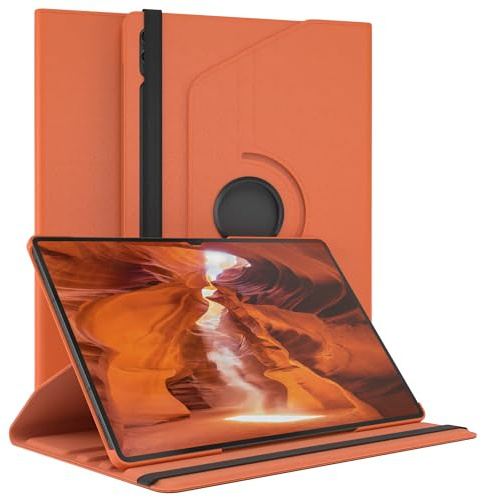 EAZY CASE - Fodral för Galaxy Tab S10 Ultra Tablet Skyddsfodral Smart Cover Roterande Stativ 360° Roterande Fällbart Fodral med Stativfunktion Konstläder Orange
