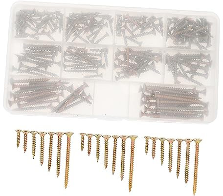 HOUDERCO 200pcs Self-tapping Woodworking Screws Set Carbon Steel Screws for Cupboard Assembly Cross Recessed Plating for Outdoor Use