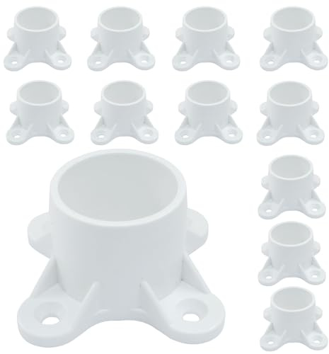 BokWin 1 Inch PVC Flange 12 Packs, Table Leg Cap Fittings Furniture Screw Tab Caps for DIY Rod Holder Projects, Building Storage Shelves, and Support Feet