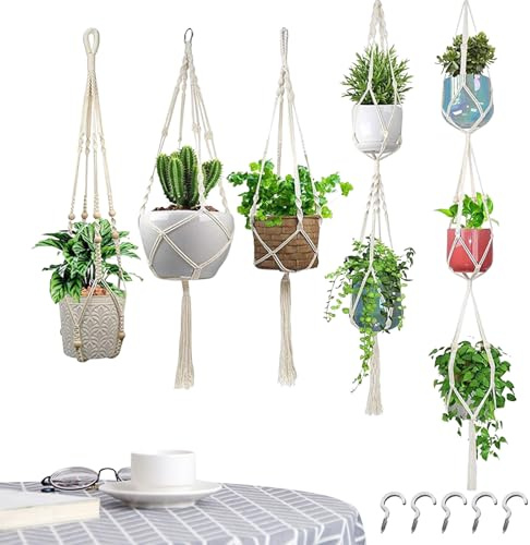 Set di ganci per piante, in tessuto antiscivolo, supporto per vasi da fiori da interni, per soffitto, parete, mensola, asta, camera da, piante grasse, potho, fiori