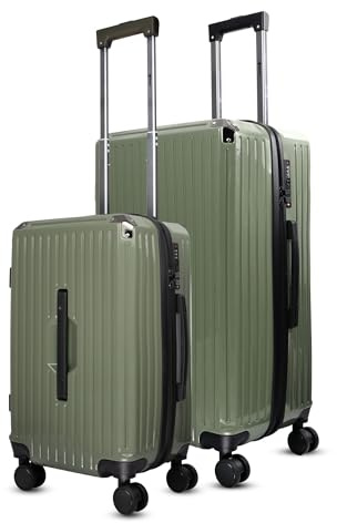 Super Trunk Luggage Set of 2 | 100% Polycarbonate - Cabin (20 Inch) + Check-in (28 Inch) | Hard Shell 8 Spinner Wheels 360° Spinner | Lightweight & Durable Luggage | Water Repellent | Green