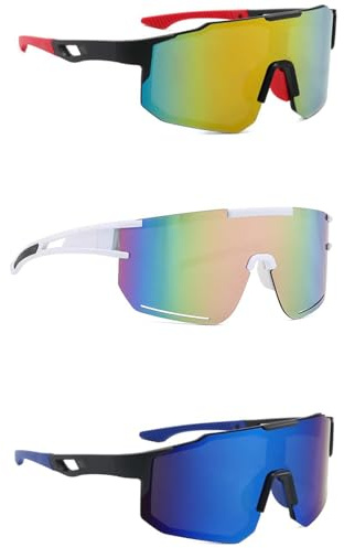 Srvauyea 3 Pcs Cycling Glasses,Running Glasses,Polarized Cycling Sunglass, UV400 Protection Sport Sunglasses,Protection Sports Glass,for Bicycle Motorbike Driving Fishing.