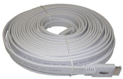 SAC Electronics SE15-10M FLAT HDMI LEAD 2.0 3D/2160P WHITE HIGH SPEED CABLE W/ETHERNET & GOLD PLATED CONNECTORS