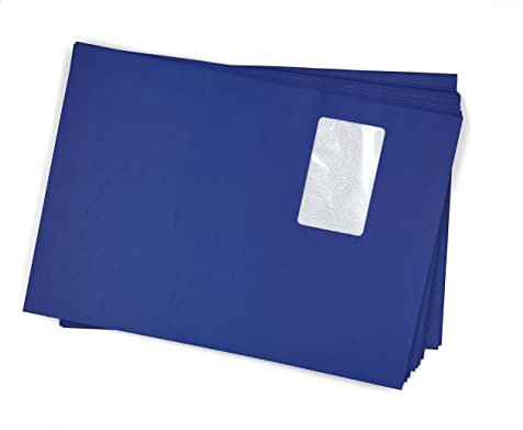 umschlag-discount - 100 Fenster-Briefumschläge, Königsblau, Azur, Blau, C4 = 324 x 229 mm, mit Abziehstreifen, Versandtaschen