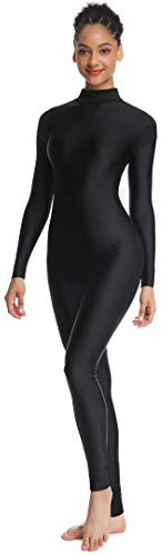 OVIGILY Adult High Neck Long Sleeve Dance Unitard for Women Bodysuits Full Body Leotard Spandex Catsuit
